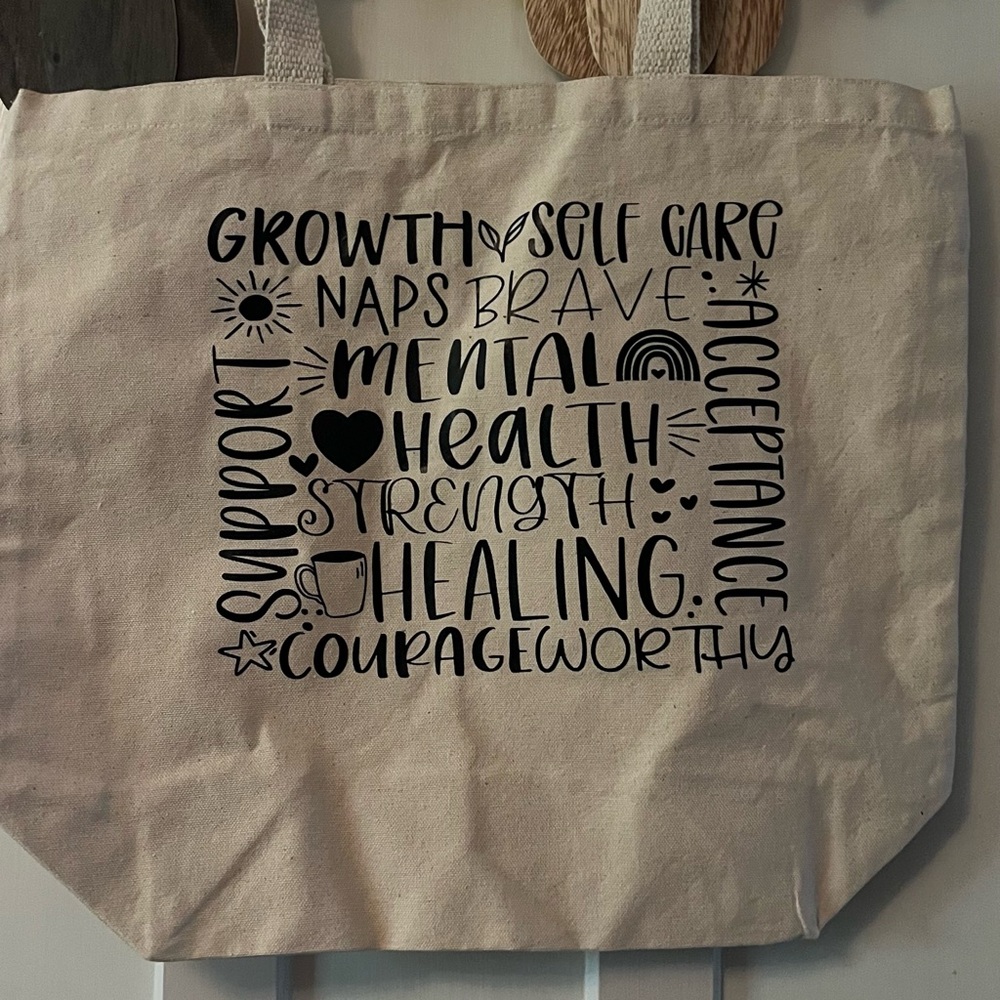 Mental Health awareness Canvas tote